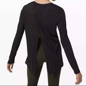 Size 6 Black lululemon Uncovered Tall Long Sleeve Tie Top